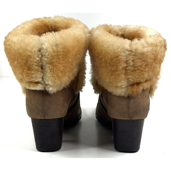 Born AMAZE Shearling Wool Suede Leather Ankle Boots Women's 8.5/40 Monk Strap - Picture 4 of 14